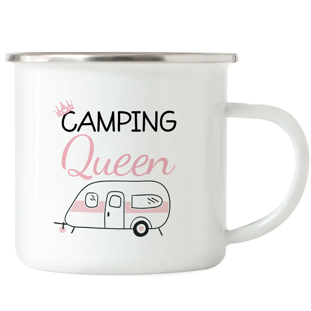 Camping Queen Emaille Tasse Wohnwagen Fans Geschenkidee Für Camper Camping-Platz